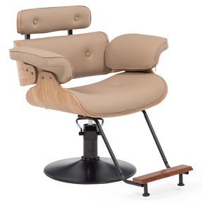 Silla hidraulica con madera modelo Francia nude para peluquería y barbería - Impo Salon