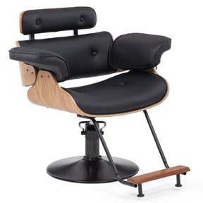 Silla hidraulica con madera modelo Francia negro para peluquería y barbería - Impo Salon